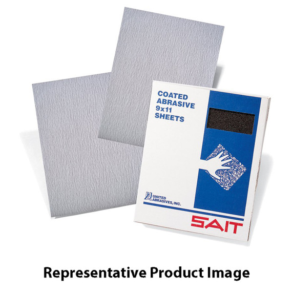 United Abrasives SAIT 84162 Blue Line 9x11 EA-S Stearate Aluminum Oxide Cloth Hand Sanding Sheets 180 Grit, 50 pack