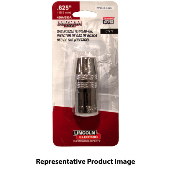 Lincoln Electric KP2743-1-62S Nozzle 550A, Thread-on, 1/8 in (3.2 mm) Stickout 5/8 in (15.9 mm) inner diameter, 25 pack