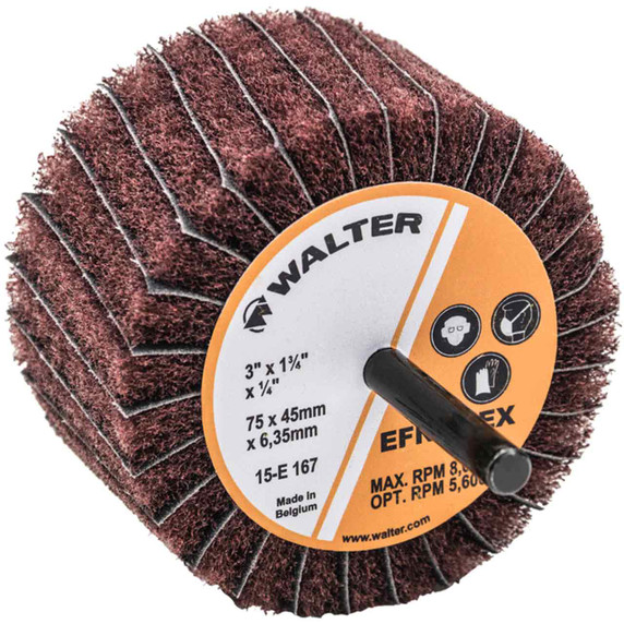 Walter 15E167 3x1-3/4x1/4 Two-In-One Finishing Flap Wheel Extra Fine Flexible Grit 220