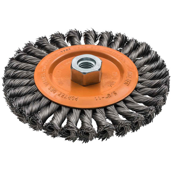 Walter 13L604 6x3/8x5/8-11 Wire Wheel Brush with Knot Twisted Wires .02 for Steel