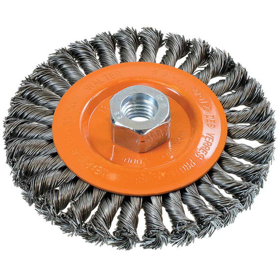 Walter 13L504 5x3/8x5/8-11 Wire Wheel Brush with Knot Twisted Wires .02 for Steel