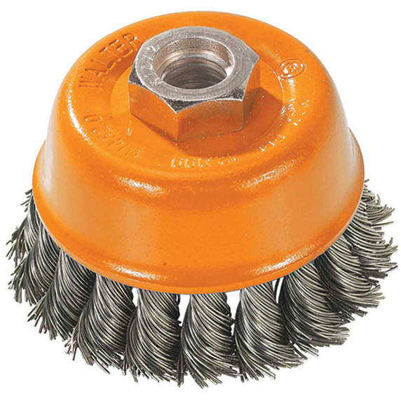 Walter 13F354 3" 5/8-11 Wire Cup Brush with Knot Twisted Wire .02 for Steel