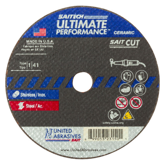 United Abrasives SAIT 23163 4x.035x5/8 Saitech Ultimate Performance Premium Cut-off Wheels, 100 pack