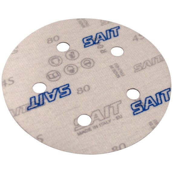 United Abrasives SAIT 37525 5" 4S Premium Hook and Loop Paper Discs with 5 Vacuum Holes 80C Grit, 50 pack