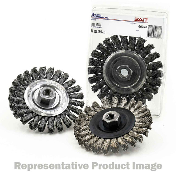 United Abrasives SAIT 03428 4x.014xM10x1.25 Carbon Steel Wire Wheel Threaded Regular Twist Knot, 6 pack