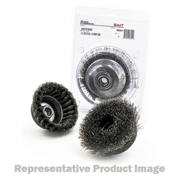 United Abrasives SAIT 03413 6x.020x5/8-11 Stainless Steel Large Cup Brush Nut Inside KNOT Wire