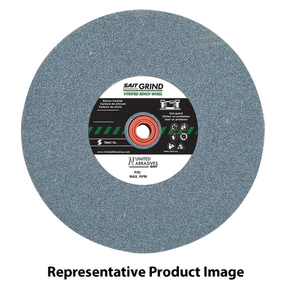 United Abrasives SAIT 28114 7x1x1 GC80 Green Silicon Carbide General Purpose Bench Grinding Wheel