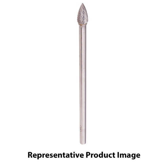 United Abrasives SAIT 45665 1/2x1x1/4 Type SG5L6 Tungsten Double Cut Alternate Cut 6" Shank Carbide Bur