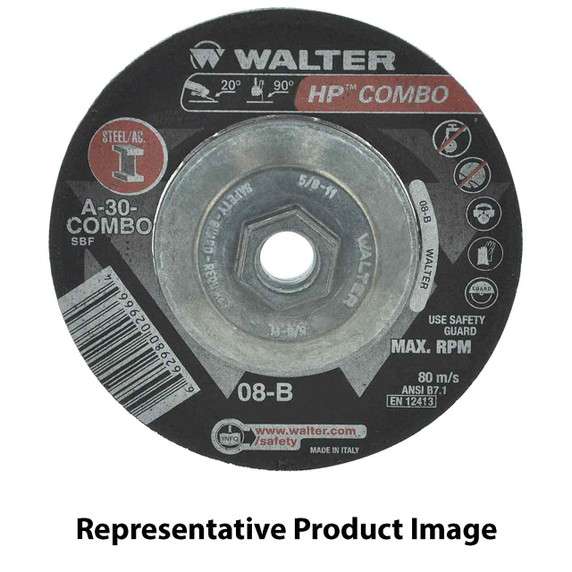 Walter 08B457 4-1/2x1/8x5/8-11 HP Combo Spin-On Metal Hub High Performance Cutting Grinding Wheels Type 27S Grade A-24, 10 pack