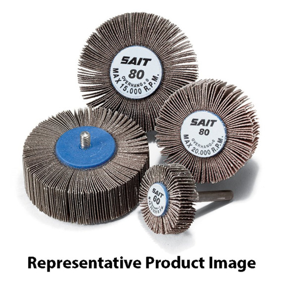 United Abrasives SAIT 71181 3x1 3A Threaded Spindle Premium Aluminum Oxide Flap Wheels 80 Grit, 10 pack