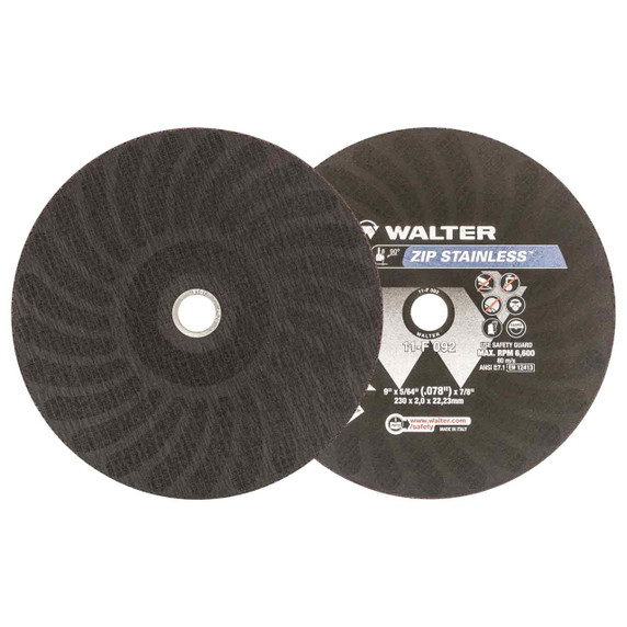 Walter 11F092 9x5/64x7/8 ZIP Stainless Contaminant Free Cut-Off Wheels Type 1 Grit A46, 25 pack