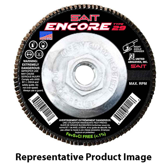 United Abrasives SAIT 71258 6x5/8-11 Encore Type 29 General Purpose With Hub Zirconium Flap Discs 60 Grit, 10 pack