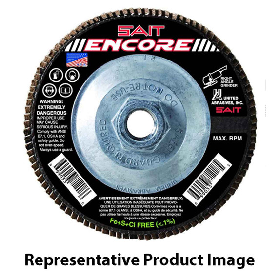 United Abrasives SAIT 71236 5x5/8-11 Encore Type 27 General Purpose With Hub Zirconium Flap Discs 40 Grit, 10 pack