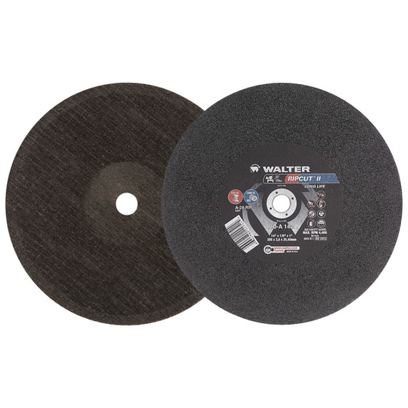 Walter 10A143 14x1/8x1 Ripcut II High Performance Cut-Off Wheels for Stationary Saws Type 1 Grade A24, 10 pack
