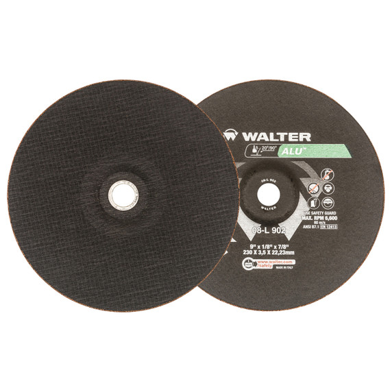 Walter 08L902 9x1/8x7/8 ALU Aluminum and Non-Ferrous Metals Cutting and Light Grinding Wheels Type 27, 25 pack