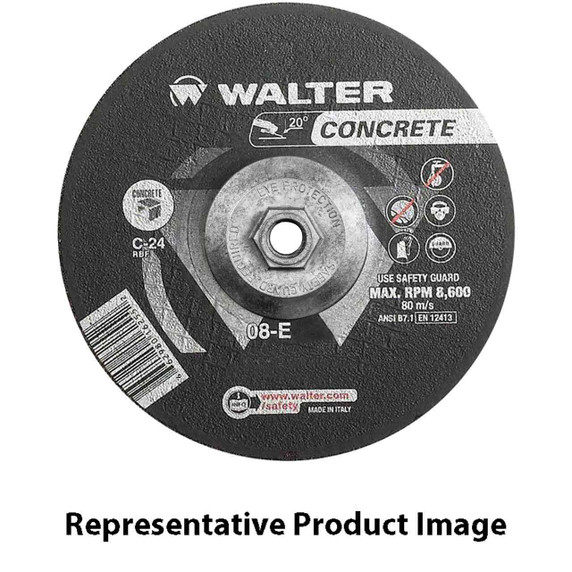 Walter 08E705 7x1/4x5/8-11 CONCRETE Grinding Wheel (Metal Hub) Grade C-24 Type 27, 10 pack