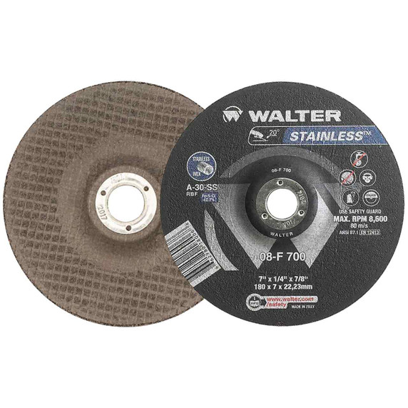 Walter 08F700 7x1/4x7/8 Stainless Superior Contaminant Free Cutting Grinding Wheels Type 27, 25 pack