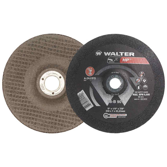 Walter 08B901 9x1/4x7/8 HP High Performance Grinding Wheels Type 28 Grade A-24, 25 pack