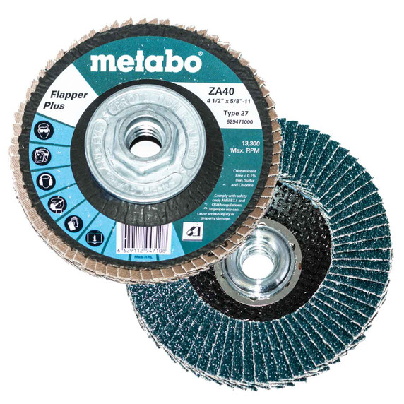 Metabo 629475000 6" x 5/8" - 11 Flapper Plus Abrasives Flap Discs 60 Grit, 5 pack