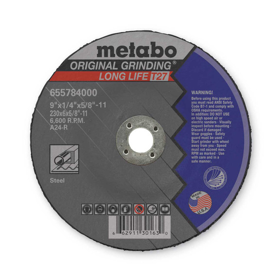 Metabo 655784000 9" x 1/4 x 5/8-11 Long Life - Depressed Center Grinding Wheels, 10 pack