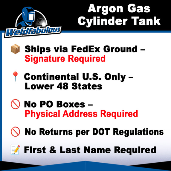 80 cu/ft 100% Argon Cylinder Tank Welding Gas CGA 580 - FULL