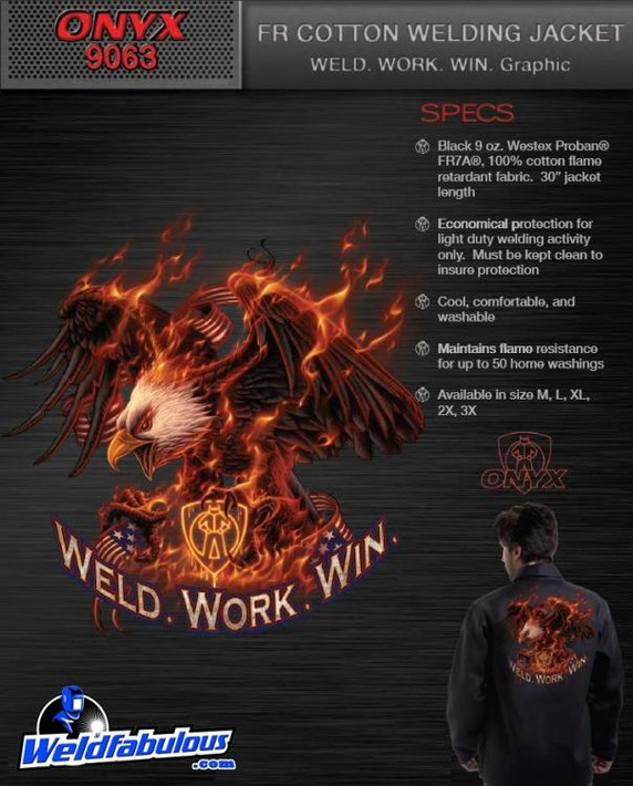 Tillman 9063 30" 9 oz. ONYX FR Cotton Jacket "Weld.Work.Win" Logo, Medium