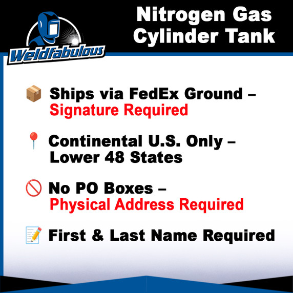 Weldfabulous 125 cu/ft Nitrogen Gas Cylinder Tank - FULL