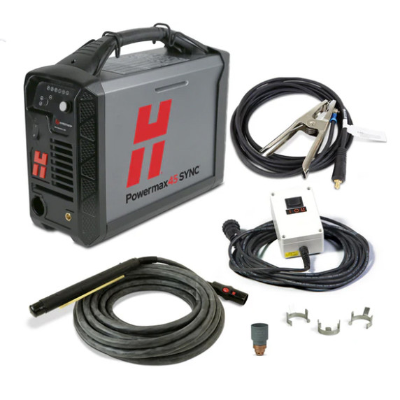 Hypertherm 088582 Powermax45 SYNC system, 230V 1-PH, CSA, plus CPC port, 180° machine torch w/cartridge, 7.6m (25') lead, remote