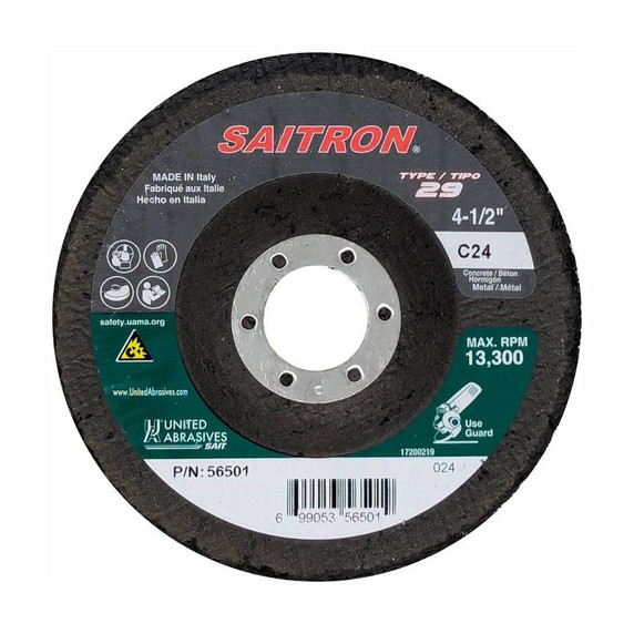 United Abrasives-SAIT 56532 Saitron® Silicon Carbide  (Type 29) 7" x 7/8", 36 Grit, 10 Pack