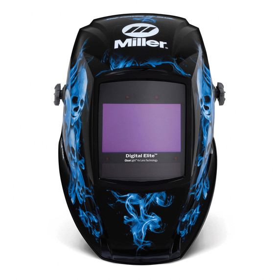 Miller 296774 Digital Elite Auto Darkening Welding Helmet with ClearLight 4x Lens, Blue Rage