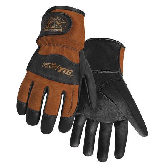 Steiner 0262 Pro-Series IronFlex Premium Kidskin TIG Welding Gloves Poly Lined Back Adjustable Cuff Medium