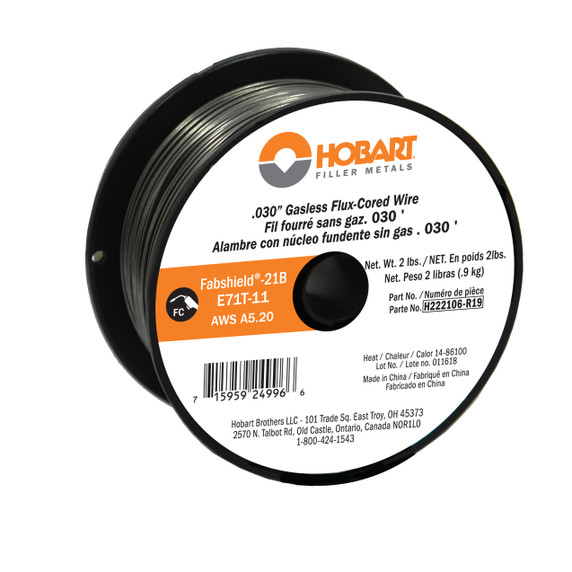 Hobart H222106-R19 E71T-11 Flux-Cored Wire .030 - 2 Lb. Spool