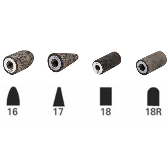 Walter 12C401 1-1/2x3x5/8 Threaded Grinding Cone, Zirconia Alumina, Type 17, Grit 16, 10 pack