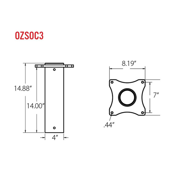 OZ OZSOC3 Socket Base for OZ500DAV Steel Davit Cranes