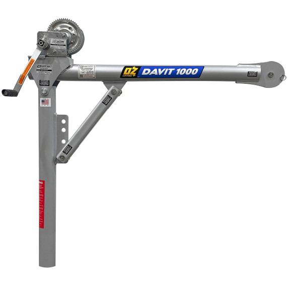 OZ OZ1000DAV Steel Davit Crane 1000 with Carbon Steel Brake Winch, Load Capacity 1000 lbs