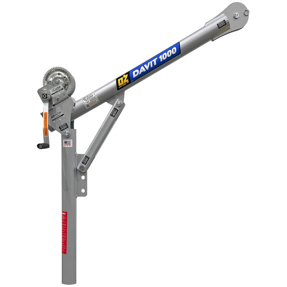 OZ OZ1000DAV Steel Davit Crane 1000 with Carbon Steel Brake Winch, Load Capacity 1000 lbs