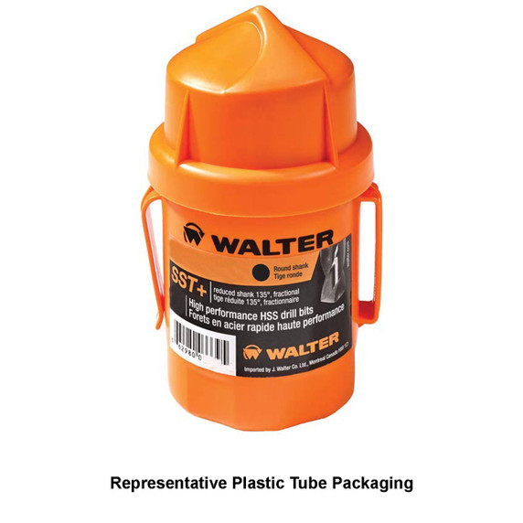 Walter 01J018 #18 SST+ 135° Stub Wire Gauge Drill Bit, Plastic Tube, 10 pack