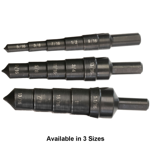 Walter 01W151 5/16" - 9/16" (by 1/16") Multi-Step Reamer, 3/8" 3-Flats Reduced Shank, ICECUT Coating