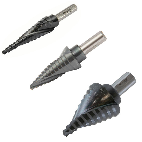 Walter 01W951 1/8" - 1-3/8" Multi-Step Drill Set, Spiral Flute, ICECUT Coating, 3-Piece Set