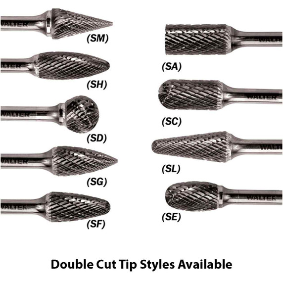 Walter 01V066 5/8x1 Double Cut Tungsten Carbide Burr Type SF-6 Round Tree