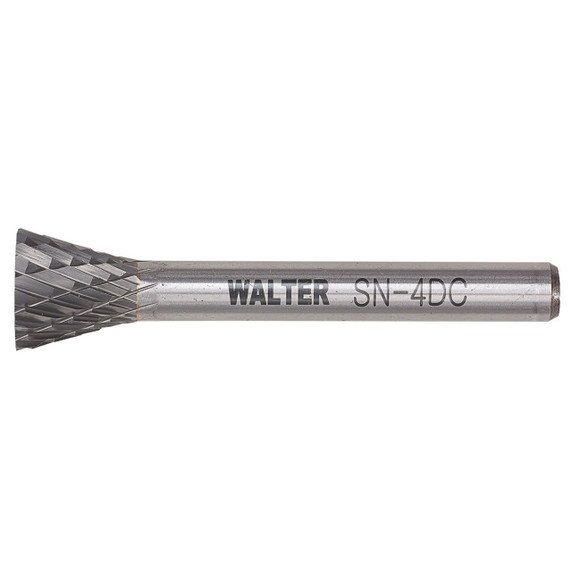 Walter 01V072 1/4x1 Double Cut Tungsten Carbide Burr Type SN-4 Inverted Cone