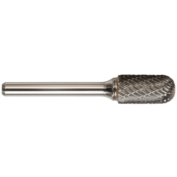Drillco 7C124ADC 3/8" x 3/4" Solid Carbide Burr Double Cut Type SC-3 Cylindrical Ball Nose