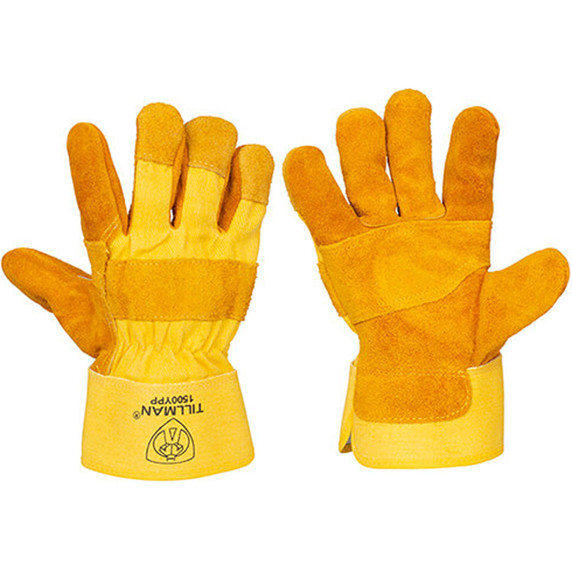 Tillman 1500YPP Split Cowhide & Canvas Work Gloves with Double Palm, Large
