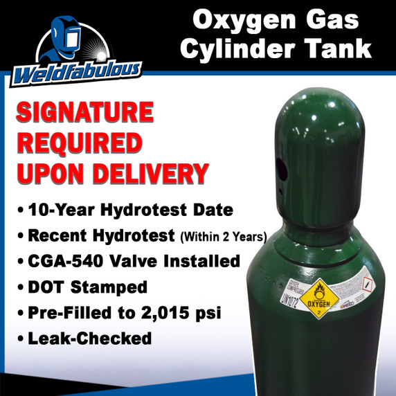 125 cu/ft Oxygen Welding Gas Cylinder Tank CGA 540 - FULL