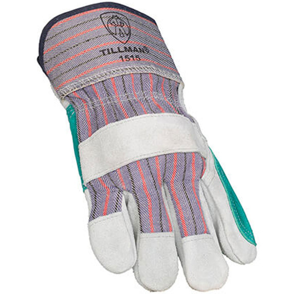 Tillman 1515 Split Cowhide & Canvas Work Gloves, Lined, Double Palm, Large