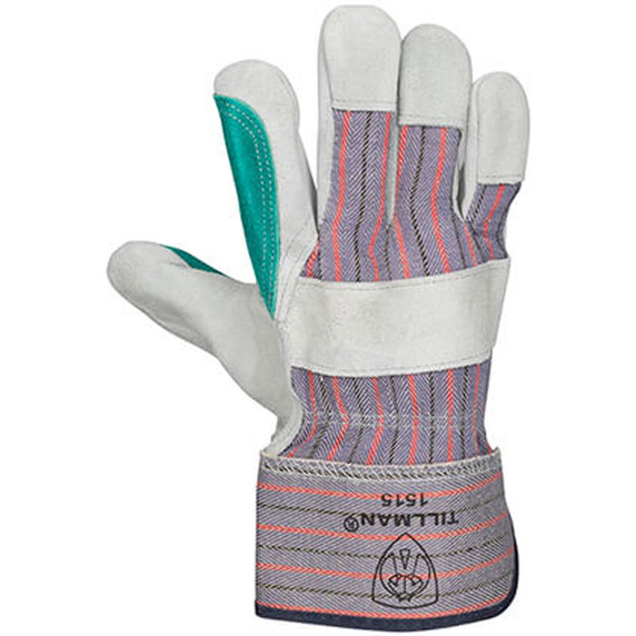 Tillman 1515 Split Cowhide & Canvas Work Gloves, Lined, Double Palm, Large