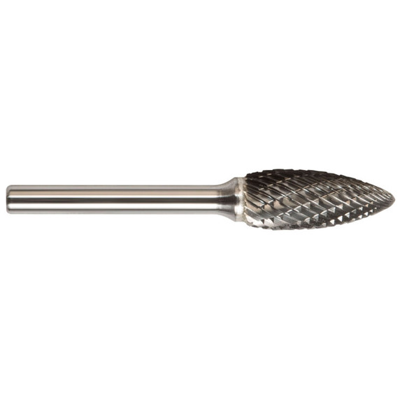 Drillco 7H132ADC 1/2" x 1-1/4" Solid Carbide Burr Double Cut Type SH-5 Flame