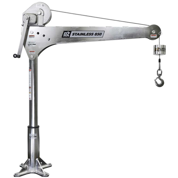 OZ OZSS850DAV 850 lbs. Stainless Steel Davit Crane w/ stainless steel brake winch