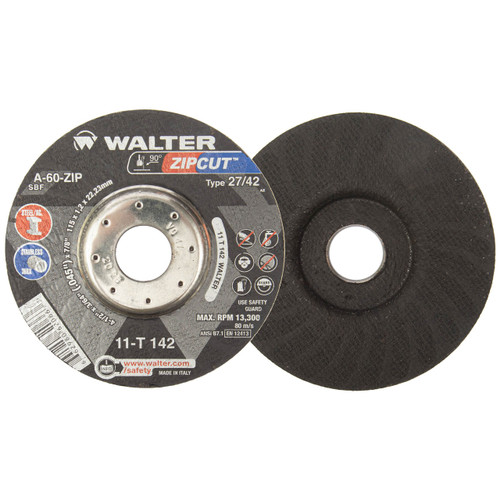 Walter 11T142 41/2x3/64x7/8 ZIP WHEEL High Performance CutOff Wheels Type 27 A60 Grit, 25 pack