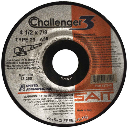 United Abrasives SAIT 27610 41/2x1/8x7/8 Challenger 3 SemiFlexible